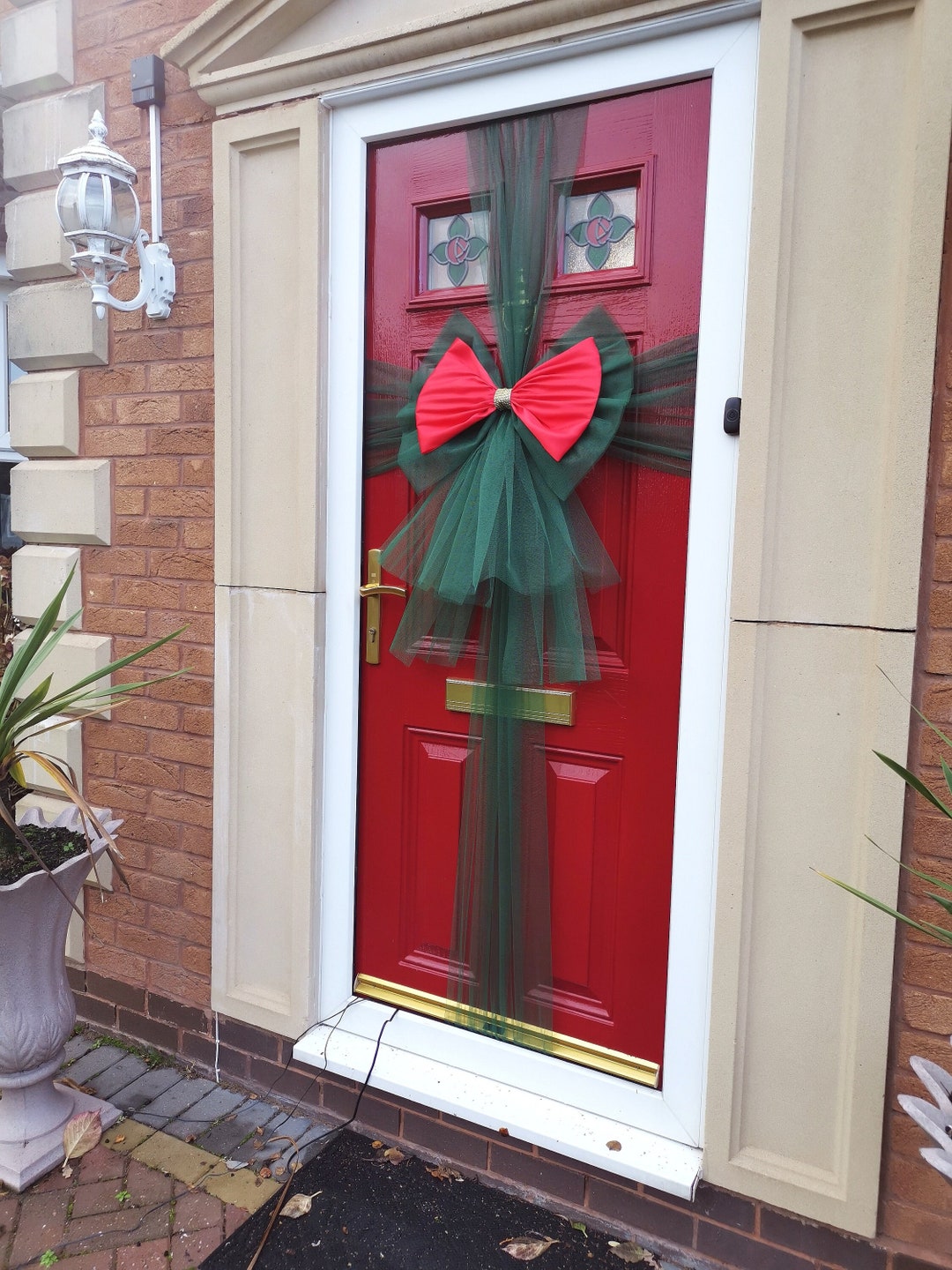 Red and Green Traditional Christmas Door Bow Luxury Festive Etsy UK
