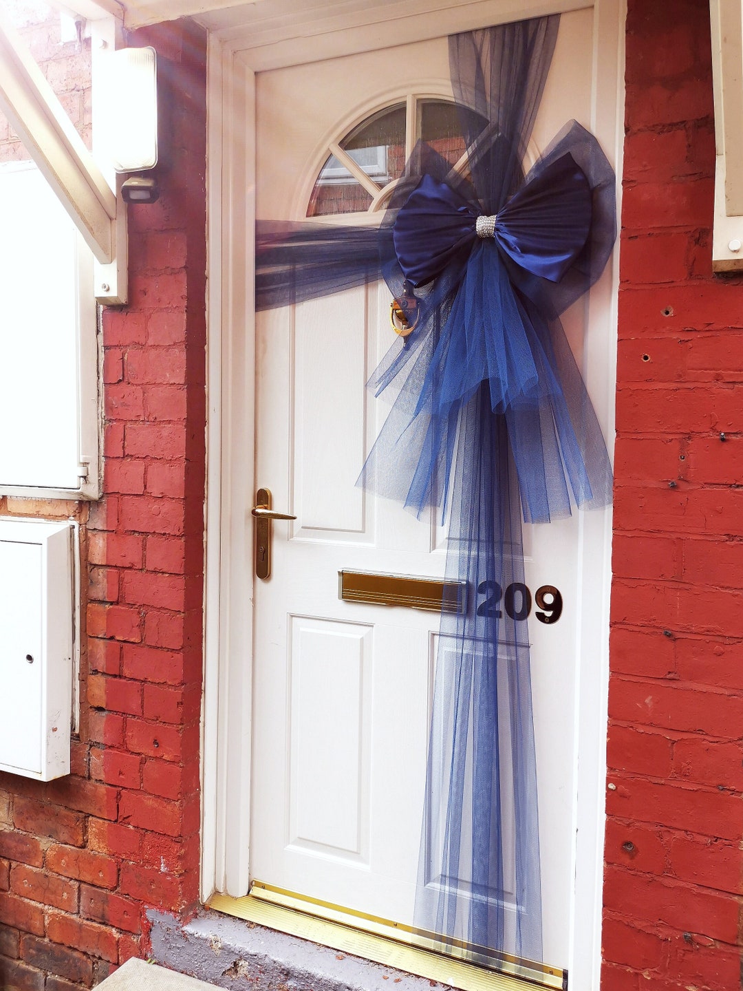 Navy Blue Christmas Door Bow Handmade Bow Luxury Decoration Etsy UK