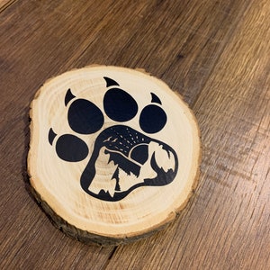 Paw Print Mountain Tree Plaque