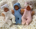 For 2 1/2 inch silicone doll - knit newborn sleepers and hats