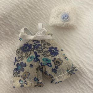 blue flowers overall pieces for 2 1/2 inch silicone doll