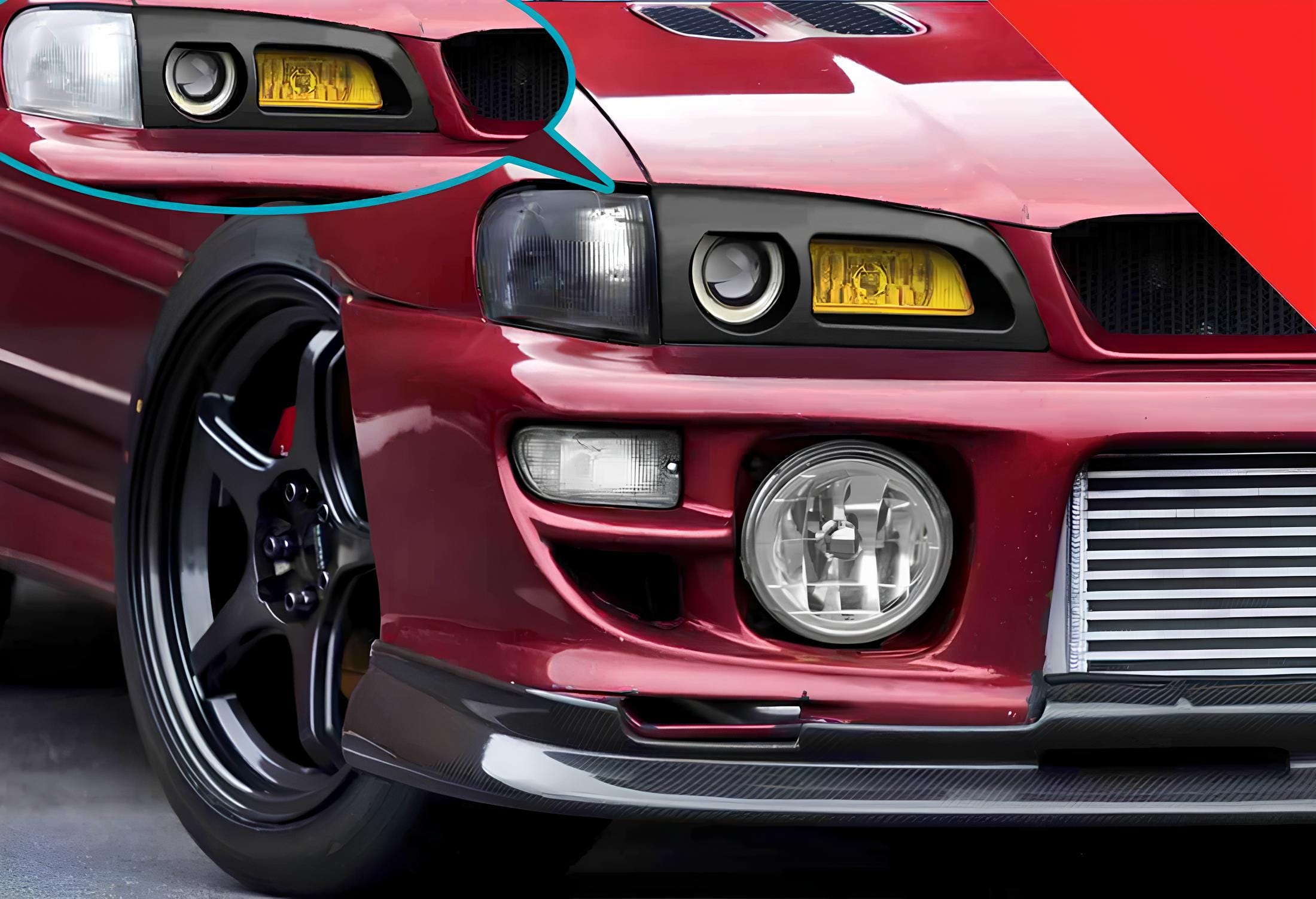 1995-2001 スバル インプレッサ GC8 ヘッドライトとフォグランプ 