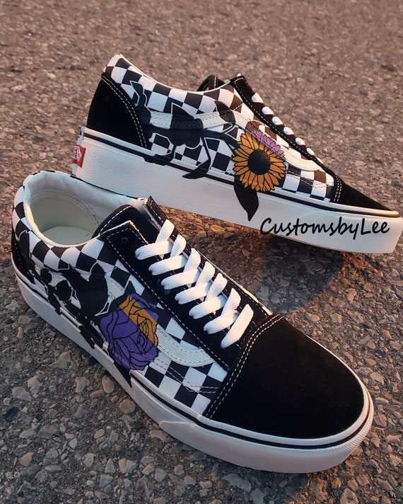 custom vans flowers