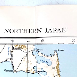 Northern Japan Map AMS L302  Vintage WWII U.S. Army Air Navy 40s 1945 46 Rare Old War Movie Original Southern Central Northern
