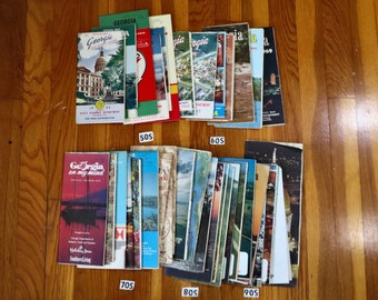 Georgia State Highway Maps Vintage Altas 50s 60s  0il Car Folded Car Road Map