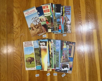 North Dakota Highway Maps Vintage Altas 40s 50s 60s 70s BUY 5 or More Maps get Bonus Map