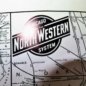 Chicago and North Western System Map Mar 1953 Southern Pacific Vintage 50s Collectibles Train Railroad  Railway Lines  9&quot;x 16&quot;