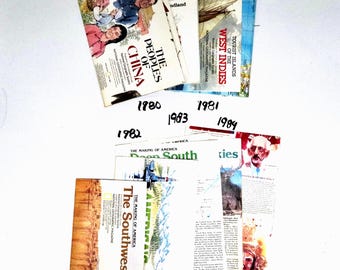 1980-1984 NGS Magazine Maps anmd Inserts Vintage National Geographic Society Maps and Insert Posters History 70s 60s 90s 50s