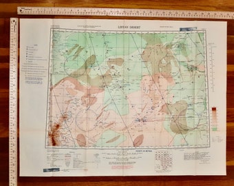 1940s Libyan Desert AMS 2201 Africa Vintage Army Map Service U.S. Army Air Force WWII. Restricted War & Navy 40s 1943 Original Rare 9