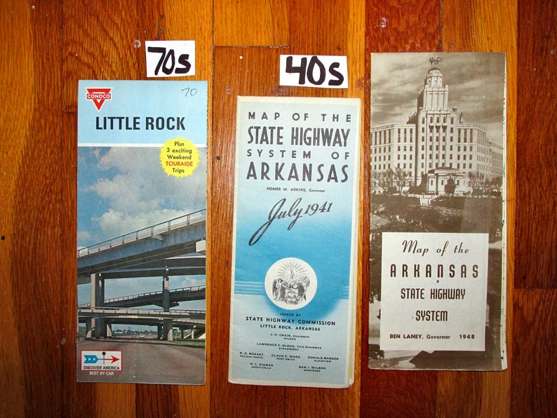 Arkansas Highway Maps Vintage Altas Folded Car 40s 50s 60s 70s 80s Little Rock Oil Road BUY 5 or More Maps get Bonus Map image 7