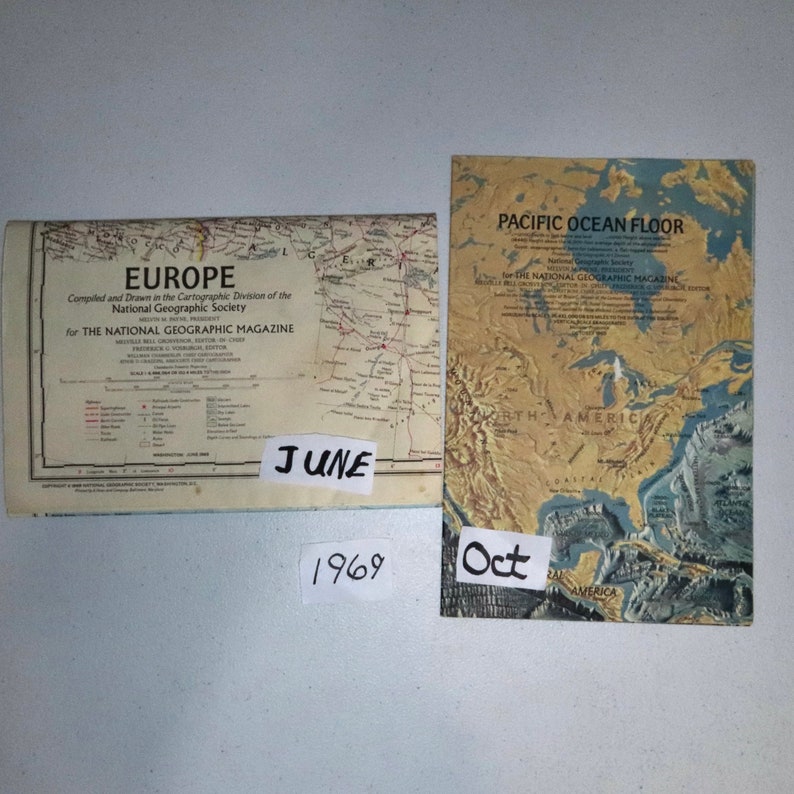 1960-1969 NGS Magazine Maps and Inserts Vintage National Geographic ...
