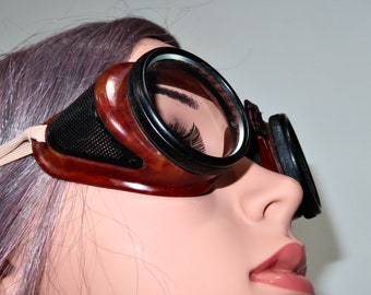 Vintage Goggles by American Optical AO Coverglas Bakelite 30s 40s 50s 60s  Steampunk Cosplay Post Apocalyptic  Oppenheimer  Glasses Safety