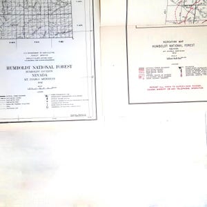 Nevada Humboldt National Forests Map State Vintage Map 40s 50s  Car Park Road Forest Rare Original