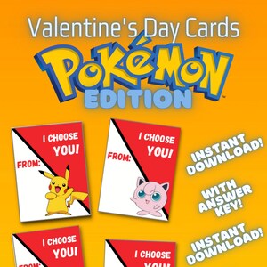 LAGE INKT POKEMON Valentijnsdagkaarten afdrukbare V2 (4 uitgesneden afdrukbare kaarten!)