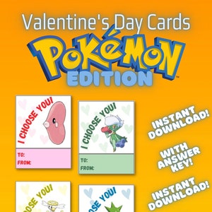 LAGE INKT POKEMON Valentijnsdagkaarten afdrukbare V3 (4 uitgesneden afdrukbare kaarten!)