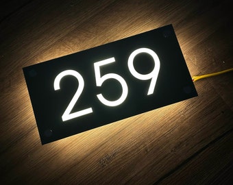 Illuminated House Sign Modern ,LED House Number, Vertical Address Plaque, Modern House Numbers, Horizontal Address Sign, Address Number