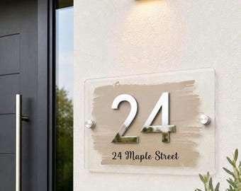 Modern Address Plaque, Personalized House Number Sign, Custom Acrylic Address Sign, Mirror Door Numbers, Outdoor Home Decor
