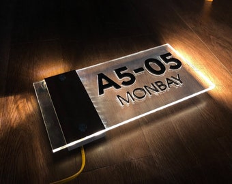 Custom LED House Number, House Sign Led, Illuminated House Sign Modern LED House Number, Horizontal Address Sign, Address Number