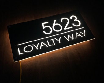 Illuminated House Sign Modern ,LED House Number, Vertical Address Plaque, Modern House Numbers, Horizontal Address Sign, Address Number