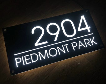 Numero civico personalizzato, numero civico a LED, targa con indirizzo personalizzato, numeri civici moderni, targa con indirizzo orizzontale, numero civico