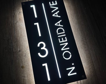 Illuminated House Sign Modern ,LED House Number, Vertical Address Plaque, Modern House Numbers, Horizontal Address Sign, Address Number