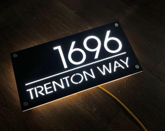 Modern LED Backlit House Number Sign, Custom Address Plaque for Home, Apartment or Office, Modern House Number, Address Sign, Address Number