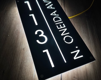 Address Number,Illuminated House Sign Modern ,LED House Number, Vertical Address Plaque, Modern House Numbers, Horizontal Address Sign