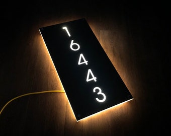 Numero civico LED personalizzato, cartello luminoso per casa, moderno, LED, targa verticale, numeri civici, cartello orizzontale, numero civico