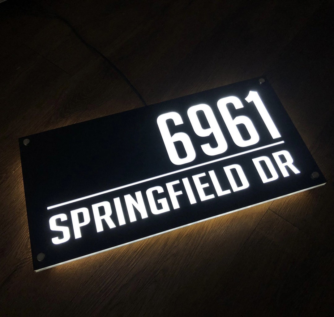 Custom LED House Number Illuminated House Sign Modern ,LED, Vertical