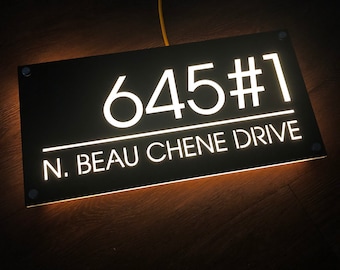 Custom House Number Sign, LED House Number, Personalized Address  Plaque, Modern House Numbers, Horizontal Address Sign, Address Number