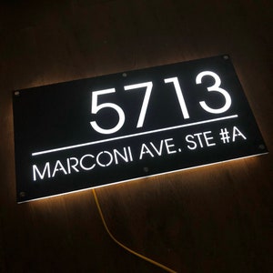 House numbers Sign horizontal modern light, Illuminated House Sign Modern, house numbers lighted for front yard, house numbers lighted