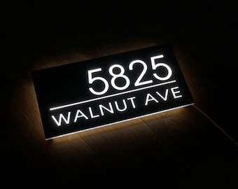 Custom House Number Sign, LED House Number, Personalized Address  Plaque, Modern House Numbers, Horizontal Address Sign, Address Number