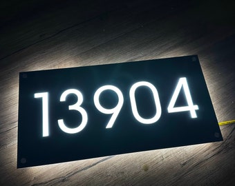 Custom House Number Sign, LED House Number, Personalized Address  Plaque, Modern House Numbers, Horizontal Address Sign, Address Number