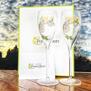 2 × Large Perrier Jouet Champagne Colour Flutes (Belle Epoque)
