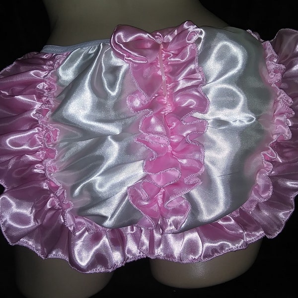 Adult baby Sissy Crossdresser Satin Ruffled Bikini Panties Dress up Vintage Style Retro Lingerie flower8539 ABDL DDLG CGL Anime Active