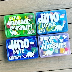 DINOSAUR Activity Kit | Travel Busy Box for Kids Toddler | Sensory Montessori Kit, T-Rex Dino Dig Imaginative Play | Personalized Kids Gift