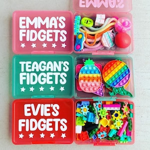 Fidget Sensory Personalized Storage Box, Desk Toy Mystery | School Travel Calm Kit  ADHD Autism Neurodivergent Toddler Kid Teen Adult 2+3=WE