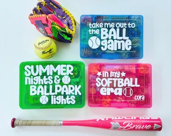 Baseball Softball Snack Box | Tournament Competition Game Team Gift Bulk | Bat Catch MVP Field | Little League Athlete Snackle Food Storage
