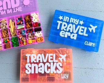 Personalized Travel Snack Box: Kids Road Trip Activity Container Food Storage Box Snackle Kit