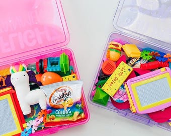 LITTLE KID Travel Busy Box, Toddler Airplane Busy Bag, Road Trip Activity  Kit, Quiet Sensory Toy, Preschool Travel Activity, Car Baby Child