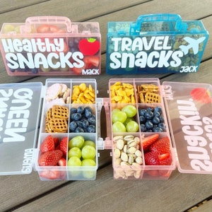 Travel Snack Box Personalized Kids Box Airplane Road Trip Travel Entertainment Activities Storage Baby Toddler Adult Snack Container image 7