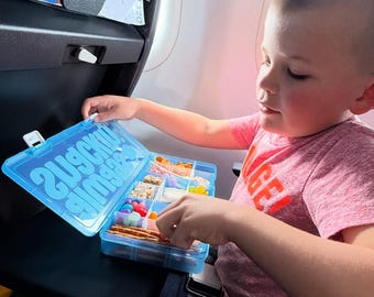 Caja de refrigerio de viaje / Caja personalizada para niños / Almacenamiento de actividades de entretenimiento para viajes en avión / Contenedor de refrigerio para bebés, niños pequeños y adultos