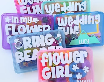 WEDDING Activity Kit, Flower Girl Ring Bearer Gift, Reception Kids Table, Kids Wedding Favor, Personalized Wedding Coloring Page Busy Box