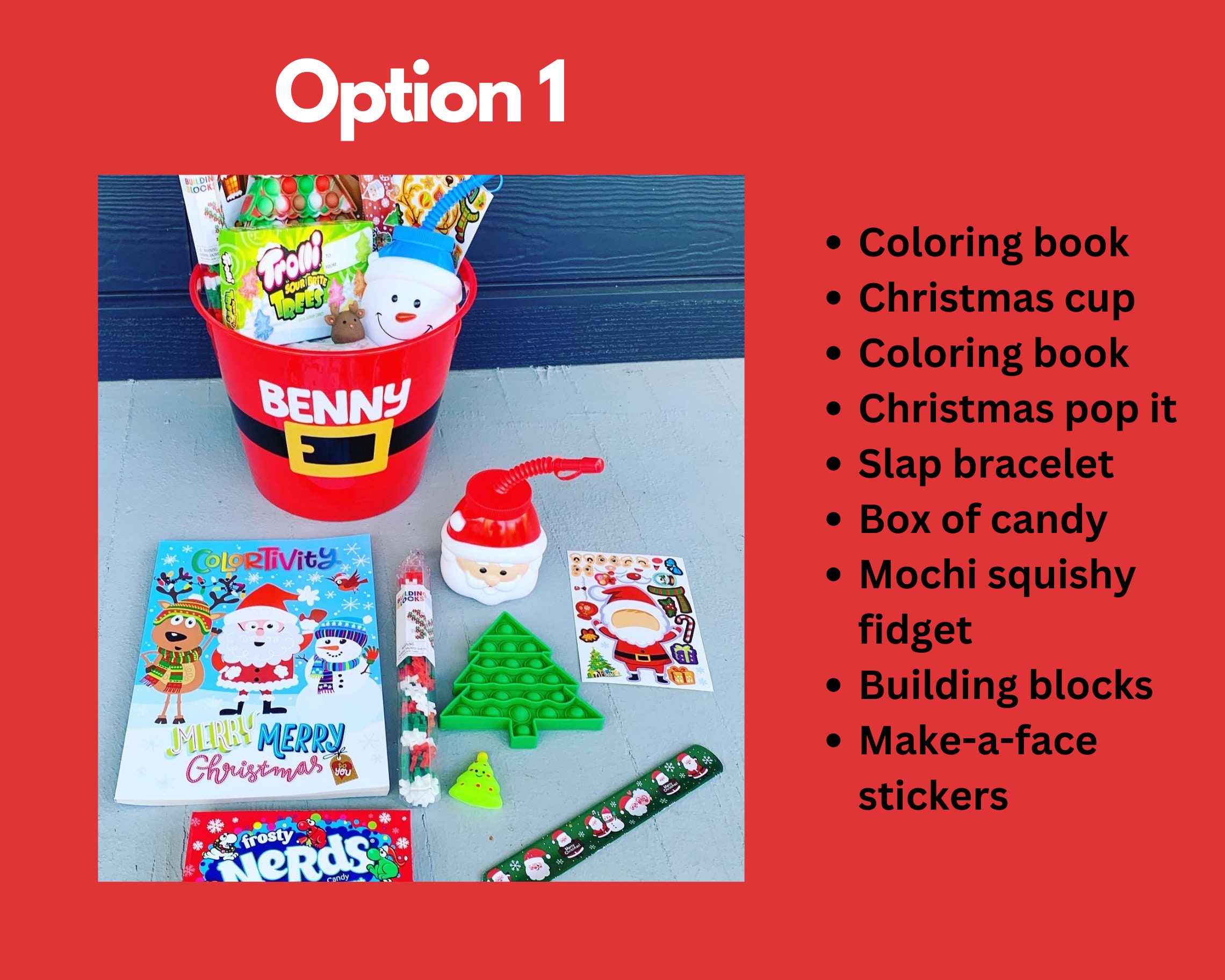 Kids Christmas Eve Gift Basket, Filled Santa Belt Buckle Bucket, Niece Nephew, Stocking Stuffer, Easy Christmas Eve Box, St. Nicks Day