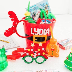 Pre-Filled Santa Belt Buckets - Easy & Fun Christmas Gift to Mail to Family! Stocking Stuffers Eve St. Nicks Day Boxes Secret Santa Bucket