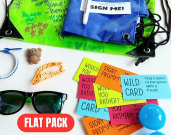 Flat Pack Summer Camp Care Package - Tweens, Kids, Teens, Counselors | Overnight Sleep Away Camp Essential Gift Set | Outdoor Games | 2+3=WE
