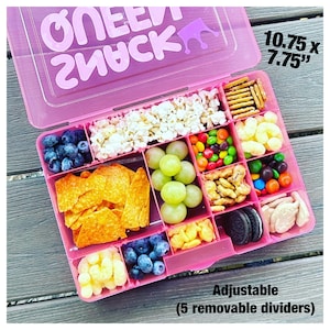 Travel Snack Box Personalized Kids Box Airplane Road Trip Travel Entertainment Activities Storage Baby Toddler Adult Snack Container image 3