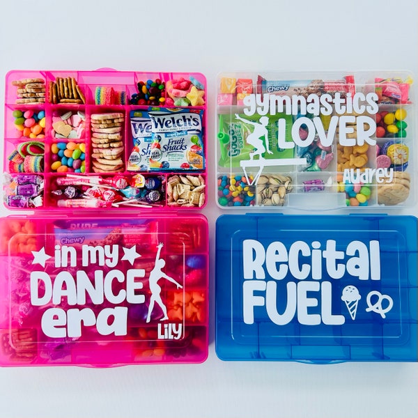 Dance Gymnastics Cheer Snack Box | Recital Competition Team Gift Bulk | Girl Kid Gymnast Dancer Ballet Jazz Tumble Athlete Era Snack Storage