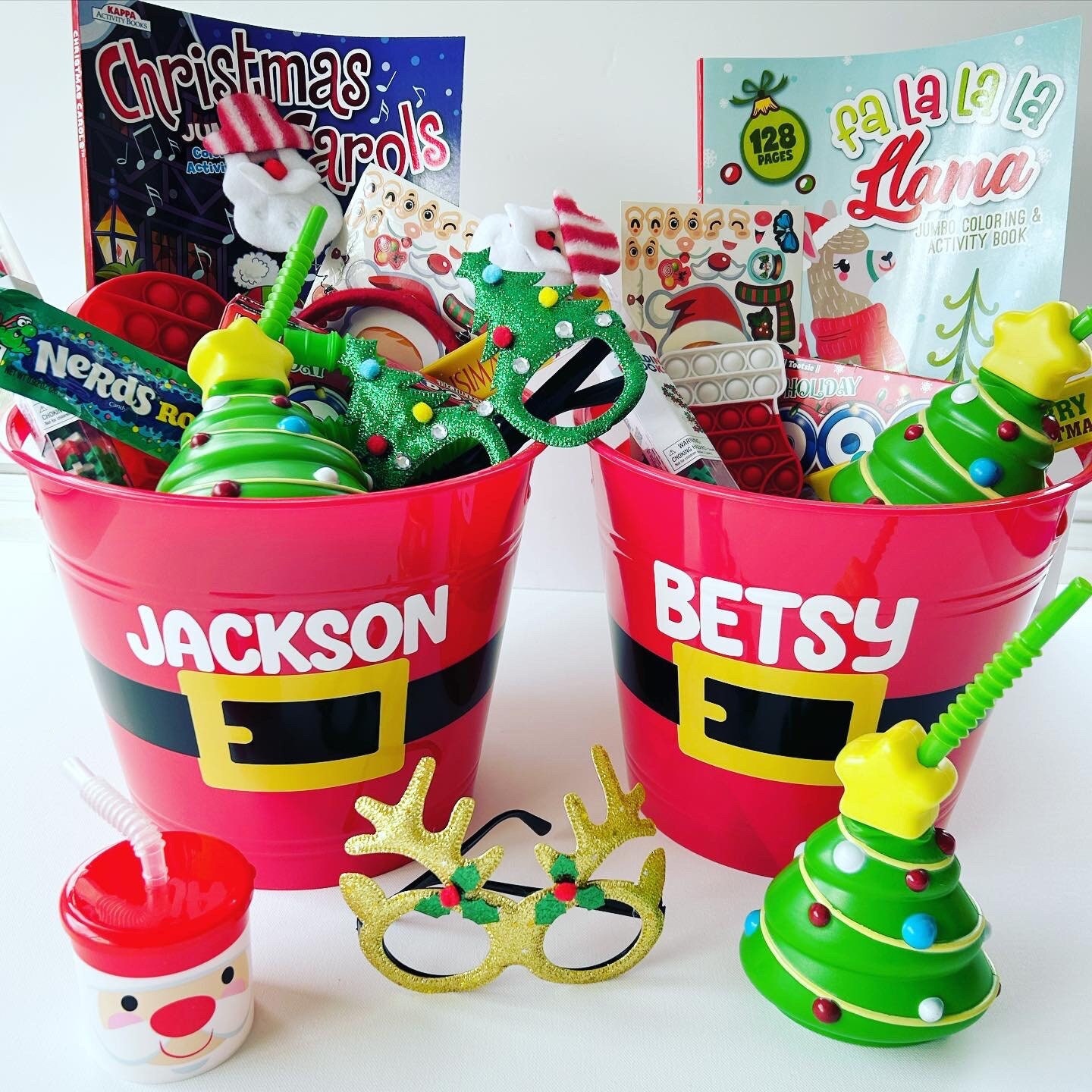 Kids Christmas Eve Gift Basket, Filled Santa Belt Buckle Bucket, Niece Nephew, Stocking Stuffer, Easy Christmas Eve Box, St. Nicks Day