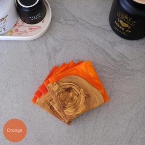 Olive Wood Coasters, Resin Coaster, Wooden Coaster Set, Epoxy Coasters, Halloween gift